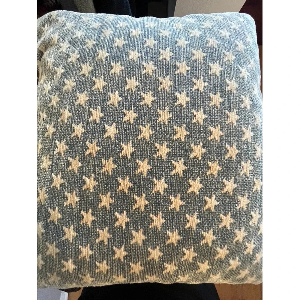 American Flag Woven Tapestry Throw Pillow Americana Preppy Stars Stripes Rustic